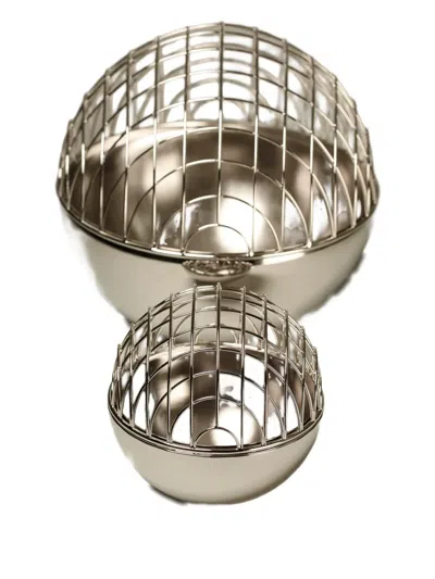 Editions Milano Magellano Grid Spherical Vase (25cm) In Silver