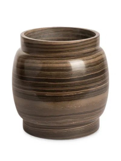 Editions Milano Medium Stone Polished Marble Vase In Brown
