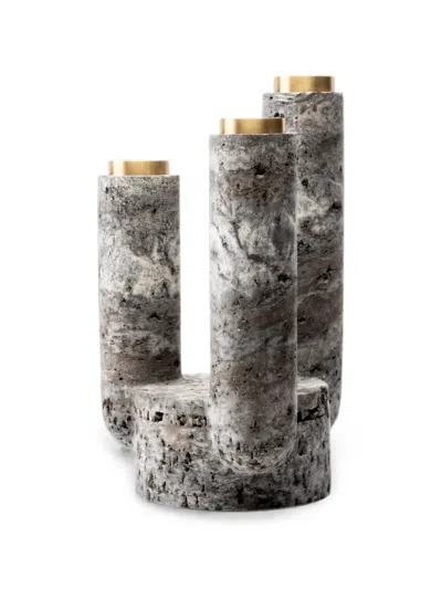 Editions Milano Splendido Marble Candle Holder In Gray