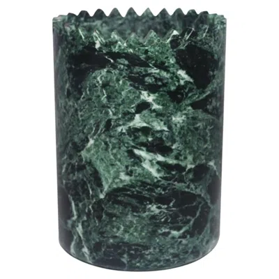 Pre-owned Editions Milano Triangoli Green Alpi Marble Vase