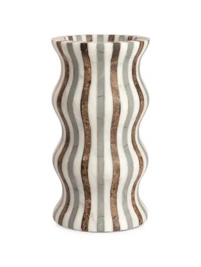 Editions Milano Versilia Tris Wavy Striped Vase In Neutral