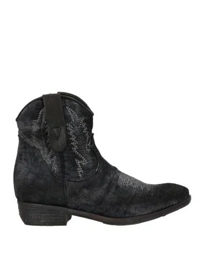 Editorial Clothing Woman Ankle Boots Charcoal Size 6 Textile Fibers In Gray