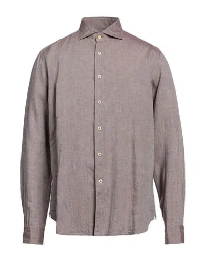 Edizioni Limonaia Man Shirt Khaki Size 17 Linen In Beige