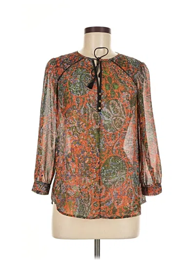 Pre-owned Edme & Esyllte 3/4 Sleeve Blouse In Orange