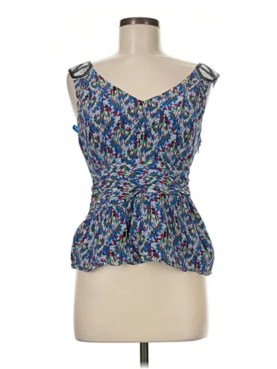 Pre-owned Edme & Esyllte Sleeveless Silk Top Blue Sweetheart Neckline Tops