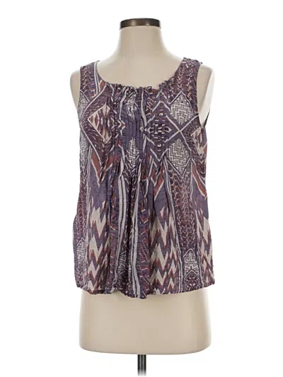 Pre-owned Edme & Esyllte Sleeveless Silk Top Purple Crew Neck Tops