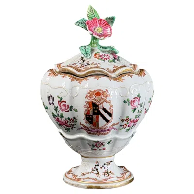 Pre-owned Edmé Samson 19th Century Samson Paris Armorial Porcelain Covered Vase, “esse Quam Videri” In Gray