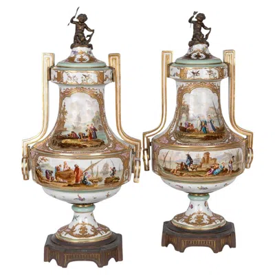 Pre-owned Edmé Samson Antique 19th Century Samson Porcelain & Ormolu Mounted Vases With Cover C.1870 In Brown