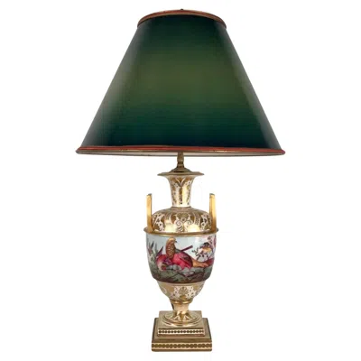 Pre-owned Edmé Samson Ornithological Table Lamp, Hand-painted Porcelain, 1850 In Black