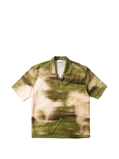 Edmmond Studios Abstract-print Camp-collar Shirt In Metallic