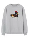 Edmmond Studios Duck Hunt Embroidered Duck Sweatshirt In Gray