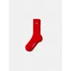 Edmmond Studios Duck Logo Ribbed Crew Socks In Red