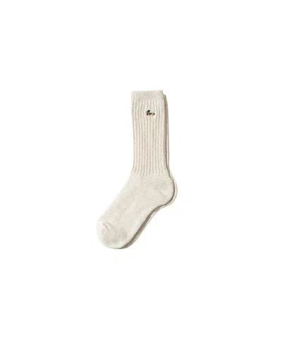 Edmmond Studios Duck Logo Ribbed Crew Socks In White