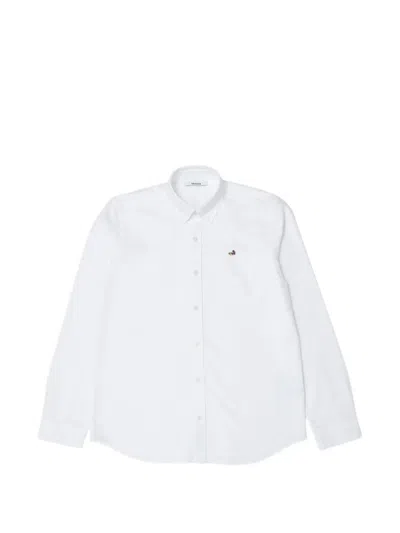 Edmmond Studios Duck Oxford Embroidered-logo Shirt In White