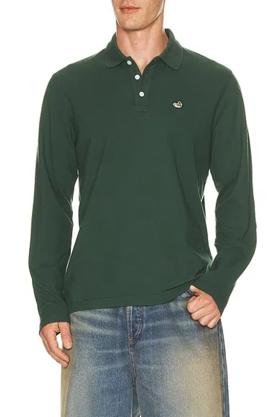 Edmmond Studios Duck Polo Long Sleeve Shirt In Green