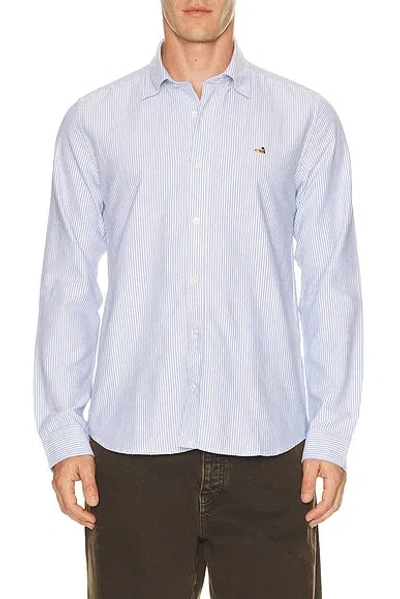 Edmmond Studios Duck Striped Shirt In Blue
