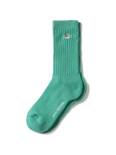 Edmmond Studios Duck-embroidered Ribbed Socks In Green
