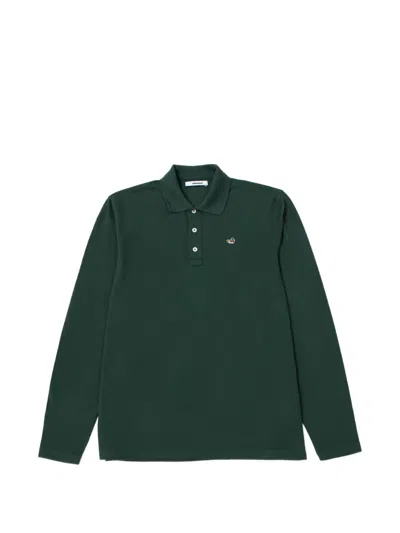 Edmmond Studios Embroidered Long-sleeve Polo Shirt In Green