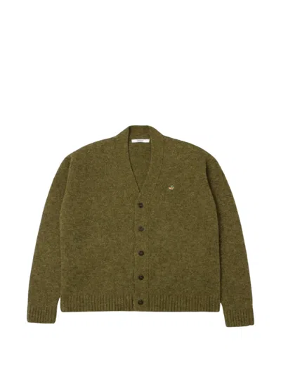 Edmmond Studios Logo-patch Knit Cardigan In Green