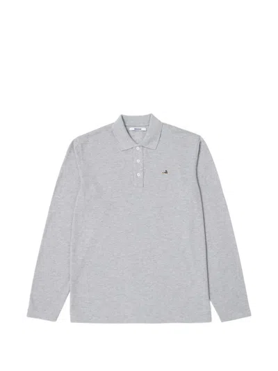 Edmmond Studios Long-sleeve Logo-embroidered Polo Shirt In Gray