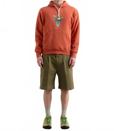 Edmmond Studios Lush Drawstring Hoodie In Brick In Orange