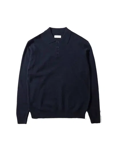 Edmmond Studios Men's Wool Polo Top In Navy In Blue