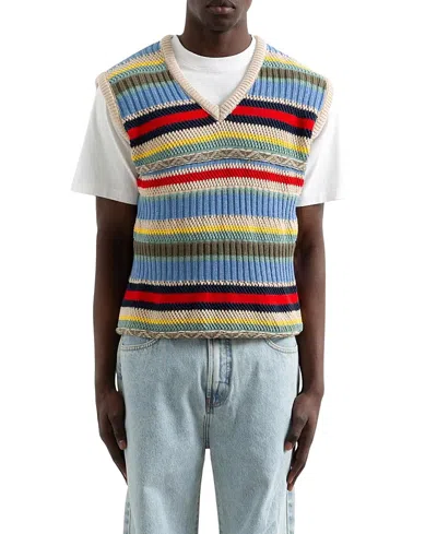 Edmmond Studios Multicolor Stripes Knitted Vest In White