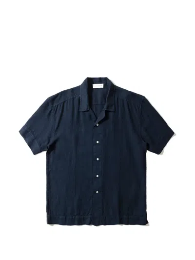 Edmmond Studios Short-sleeve Linen Shirt In Blue