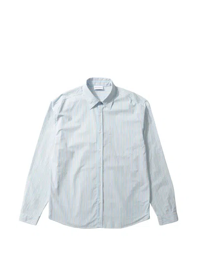 Edmmond Studios Striped Patch-pocket Shirt In Blue