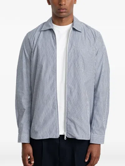 Edmmond Studios Tyne Zip-up Shirt In Blue