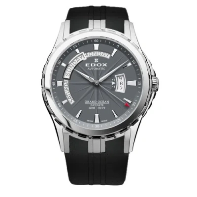 Pre-owned Edox 83006 3 Ca Gin Men's Grand Ocean Grey Dial Automatic Watch