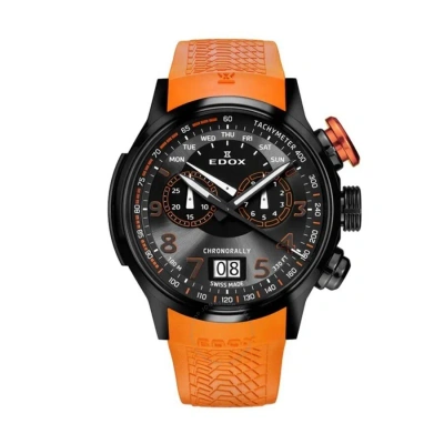 Edox Chronograph Quartz Grey Dial Watch 38001 Tinno3 No3 In Orange