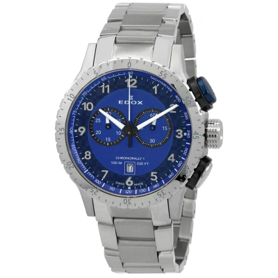 Edox Chronorally 1 Chronograph Quartz Blue Dial Men's Watch 10114 3nbu Bu