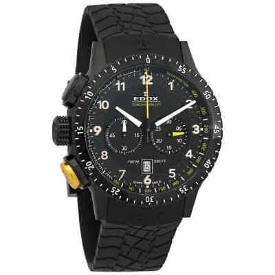 Pre-owned Edox Chronorally 1 Quartz Black Dial Men's Watch 10305 3nj Nj