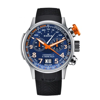Edox Chronorally Chronograph Quartz Blue Dial Men's Watch 38001 Tinoca Buo3 In Black