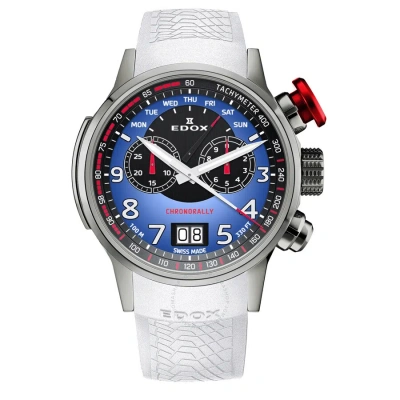Edox Chronorally Chronograph Quartz Blue Dial Men's Watch 38001 Tinr Budn In Blue / Grey / White