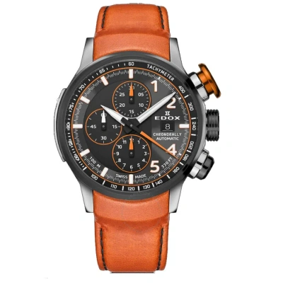 Edox Chronorally Chronograph Tachymeter Grey Dial Men's Watch 01129 Tgnoco Gno In Orange