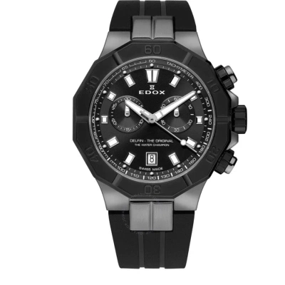 Edox Delfin Chronograph Quartz Black Dial Men's Watch 10113 37gnca Ngin