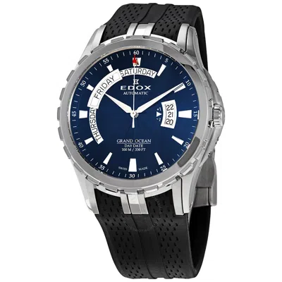 Edox Grand Ocean Automatic Blue Dial Men's Watch 83006 3ca Buin In Black