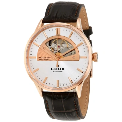 Edox Les Vauberts Automatic Silver Dial Men's Watch 85014 37r Air In Brown / Gold / Gold Tone / Rose / Rose Gold / Rose Gold Tone / Silver