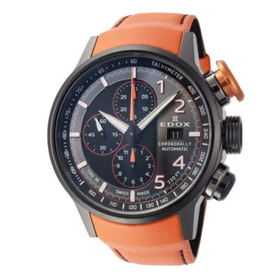 Pre-owned Edox Men 01129-tgnoco-gno Chronorally 45mm Automatic Watch