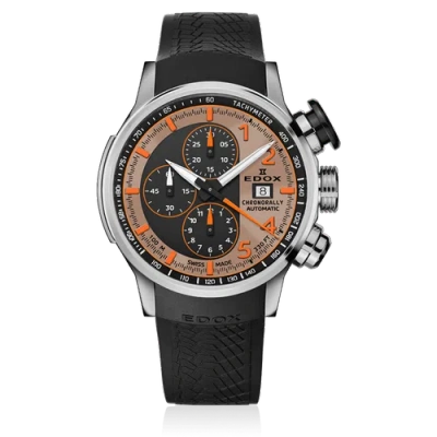 Pre-owned Edox Men 01129-tnca-beno Chronorally 45mm Automatic Watch