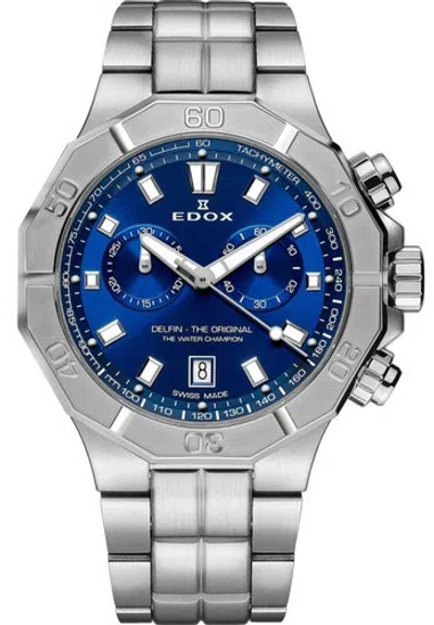 Pre-owned Edox Men 10113-3m-buin Delfin The Original 43mm Quartz Watch