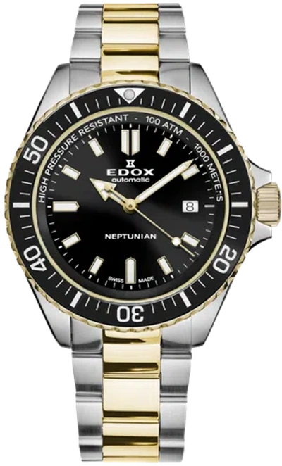 Pre-owned Edox Men 80120-357jm-nid Neptunian 44mm Automatic Watch