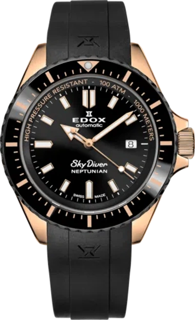 Pre-owned Edox Men 80120-37rnnca-nir Skydiver 44mm Automatic Watch