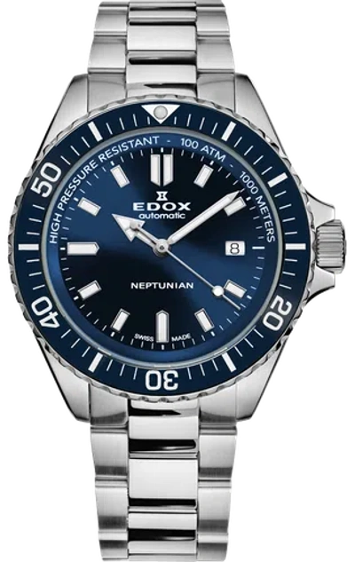 Pre-owned Edox Men 80120-3bum-buf Neptunian 44mm Automatic Watch