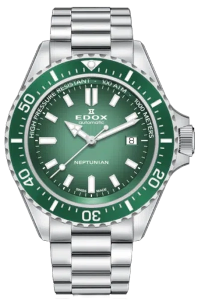 Pre-owned Edox Men 80120-3vm-vdn1 Neptunian 44mm Automatic Watch