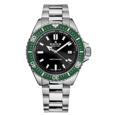 Edox Neptunian Automatic Black Dial Men's Watch 80120 3vm Nin In Black / Green