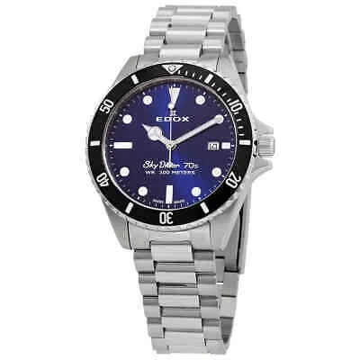 Pre-owned Edox Skydiver 3 Blue Men's Watch - Edx-217