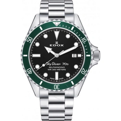 Edox Skydiver Automatic Black Dial Men's Watch 80115 3vm Nn In Black / Green